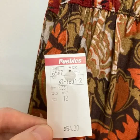 Vintage Deadstock Leslie Fay Sportswear Wide Leg Crop Culottes in Fall Floral - Picture 9 of 10